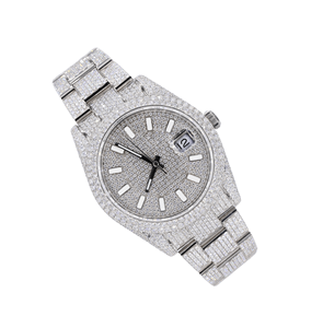 Reloj de Pulsera de Negocios, Automático, Mecánico, de Acero Inoxidable Blanco para Adultos, con Esfera de Diamantes Moissanite, Diseño de Caja Completa - Product Image 3