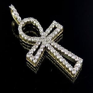 Custom Popular Design Christian Ankh <b>Pendant</b> with Moissanite Diamond Iced Out <b>Gold</b> Plated Silver Religious Jewelry for <b>Men</b> - Product Image 1