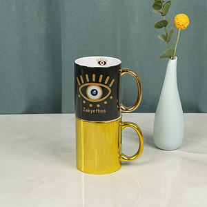 10 PC Coffe Cốc Cốc Gốm Vàng xử lý cốc đồ đá cốc vàng mắt mô hình với Vàng chén gốm cho Đảng trang trí nội thất sử dụng nhà - Product Image 2