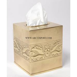 <b>Large</b> Size Exclusive Quality Natural <b>Wood</b> Tissue Paper <b>Box</b> Hand Painted Metal Holder for Kitchen for Hotels - Product Image 2