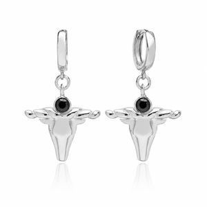 Noir Zircon Bull Charm Dangle Boucles d'oreilles Turc Fabriqué À La Main En Gros 925 Bijoux En Argent Sterling - Product Image 4