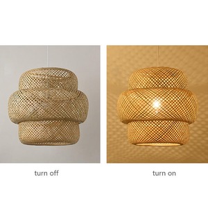 Abat-jour en bambou naturel vintage, lustres artisanaux écologiques, lampes suspendues, style design français moderne - Product Image 2