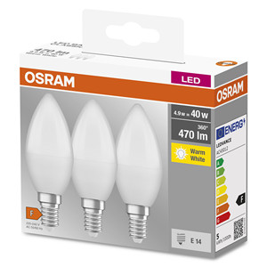 Confezione da 3 lampade a candela LED 4,9W E14 4000K (Osram 429680) - Product Image 1