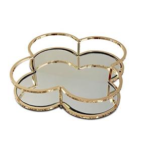 Acabado antiguo de Metal dorado de diseñador con bandeja para servir postres de comida de vidrio Uso de utensilios de cocina Restaurante Hoteles Mesa - Product Image 1