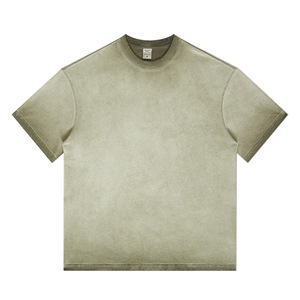 260 gramos 100% algodón mujeres hombres hombro caído Vintage piedra ácido lavado camisetas Unisex camiseta personalizada de gran tamaño para hombres camiseta - Product Image 2