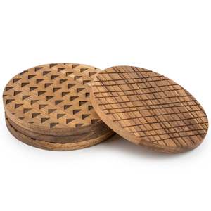 Sous-verres en bois d'acacia classiques écologiques personnalisés en gros (noyer et hêtre) pour tasses à café et à thé, par Royal Artisans DX7P - Product Image 4