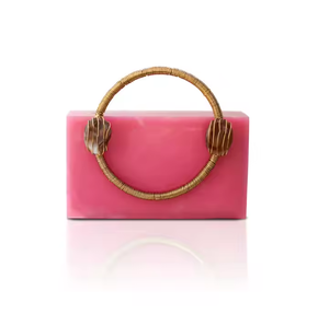 Resin Eco-Friendly Fashion <b>Clutch</b> <b>Bag</b> Handcrafted Indian Handmade with Metal Handle Custom Design by Crescent Crafts - Product Image 1