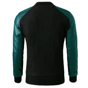 Veste de baseball en cuir pour homme, à manches longues, avec bordure en tricot côtelé, personnalisée - Product Image 6