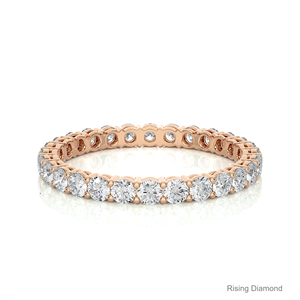 1,12 CTW Round Cut Lab Grown Diamond Full Eternity Pave Set en oro rosa Wedding Band Anillos de regalo de aniversario - Product Image 1