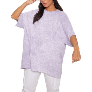 Camisetas de Manga Corta para Mujer, Ajustadas, de Algodón y Poliéster, Lavado Ácido, Impresión Digital Personalizada, Secado Rápido, Transpirables, para Verano - Product Image 1