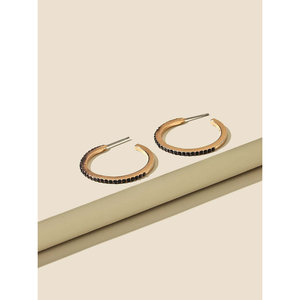 Orecchini a Cerchio Trendy Dorati/Neri a Forma di Farfalla Geometrica con Strass Incastonati, Placcati in Rodio, in Ottone con Effetto Diamante - Product Image 2