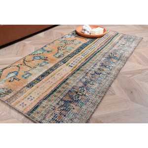 Alfombra Pequeña Vintage, Alfombra Turca de 2.1x4.1 pies, Alfombra de Lana Azul - Product Image 1