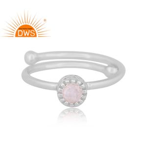 Anillo apilable de piedra lunar arcoíris Natural de plata esterlina fina de Venta caliente, fabricante de joyas - Product Image 2