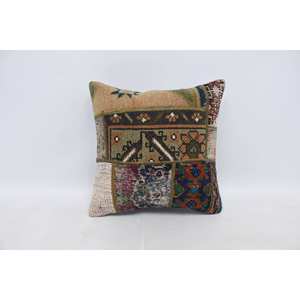 Almohada Bohemia Multicolor Tejida en Lana de 20x20 Pulgadas, Bordado Vintage, Antideslizante, Ecológica, Extraíble, Lavable y Portátil para el Suelo - Product Image 1