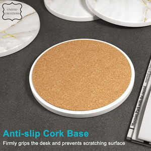 4 Inch Round Marble <b>Coasters</b> Creative Drink <b>Coasters</b> Set Customized Luxury <b>White</b> Marble <b>Coaster</b> - Product Image 6