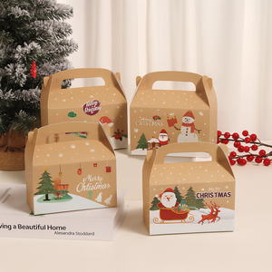 Wholesale Luxury Merry <b>Christmas</b> Paper Packaging <b>Boxes</b> With Handle for Apple Candy Chocolate Gifts Packaging - Product Image 1