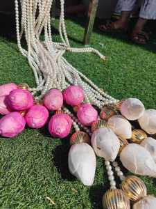 Cuerdas de perlas pesadas con Capullos de loto Sola Cuerda de perlas de madera Pellikooturu Seemantham Langavoni Función Decoraciones Decoración de templo - Product Image 6