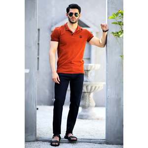 Camiseta Polo DELMONT Básica para Hombre, 100% Algodón, Transpirable, Tejido de Punto, Diseño Sólido con Decoración Bordada, Talla 6XL, Corte Corto - Product Image 4