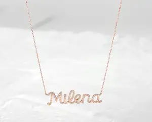 Personalized Design Custom Initial Letter Name 14k 18k Solid Gold Name Pendant Necklace Name Necklace Drop Shipping OEM ODM