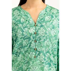 Traje de jardín verde de 3 piezas estampado para mujer, elegante, casual, hasta la rodilla, transpirable, con aberturas modernas, para oficina o fiesta, OEM/ODM disponible - Product Image 2