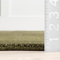 Tapis décoratif minimaliste de chambre à coucher de salon contemporain Tapis texturé moderne en mélange de laine à tisser à la main pour la maison Vert