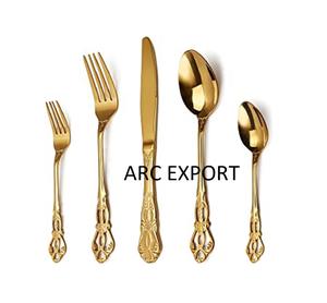 Juego de Cubiertos de Diseño Único Simple y Grande, Material de Acero Inoxidable Chapado en Oro con Mango Acrílico, Juego de Cubiertos Elegante - Product Image 5