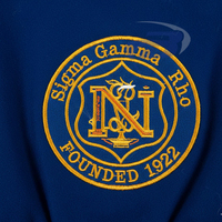 Blouson Bomber d'Hiver Sigma Gamma Rho Coupe Varsity, Coupe-Vent, Respirant, Patchwork, Lettres Brodées, Style Universitaire, Streetwear Bleu