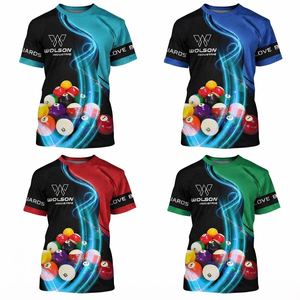 เสื้อเจอร์ซีย์สนุกเกอร์พิมพ์ลายดิจิตอลสำหรับผู้ใหญ่ แบบยูนิเซ็กซ์ ผ้าโพลีเอสเตอร์ ระบายอากาศ แห้งเร็ว เสื้อกีฬาแขนสั้น สำหรับบิลเลียด พูล ฝึกซ้อม และสโมสร - Product Image 3