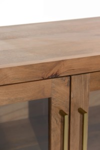 Aparador Moderno Premium Hecho a Mano de Madera de Mango Maciza de 4 Puertas con Puertas de Vidrio para Comedor, Sala de Estar, Cocina - Product Image 3