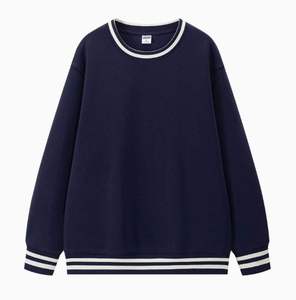 เสื้อสเวตเตอร์ผ้าฝ้าย100% โอเวอร์ไซส์ของผู้ชายผ้าคอตตอนทรงหลวมแขนยาวดีไซน์ลำลองพร้อมเทคนิคการซักในฤดูใบไม้ผลิ - Product Image 4