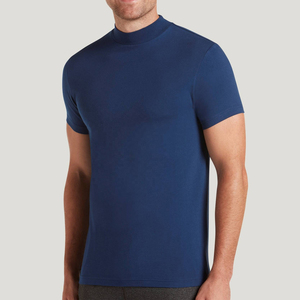 Barato diseñador Mock Neck ropa OEM alta calidad Ringer 100% algodón camiseta peso pesado Mock Neck camiseta - Product Image 3