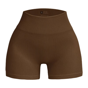 <b>High</b>-<b>waisted</b> Yoga <b>shorts</b> For Women Designed To Lift And <b>Shape</b> Tight-fitting With Solid Color And Ribbed Texture Sports <b>Shorts</b> - Product Image 1