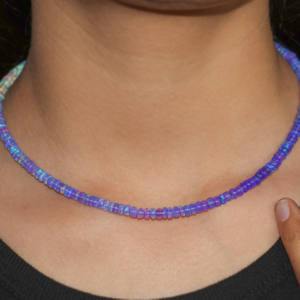 Collar de cuentas de Plata de Ley 925 hecho a mano con tonos de ópalo de lavanda natural, joyería de boda y regalo para mujer, tamaño 16 en - Product Image 2