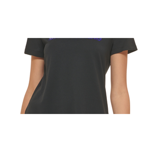 T-shirt girocollo slim fit in jersey di cotone 100% stile Y2K da donna DKNY con logo in strass, top corto traspirante, taglia XS (Small) - Product Image 3