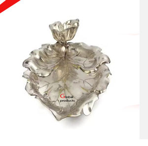 Design fantaisie forme de feuille argent fini métal servant puce et trempette bol de service pour hôtel restaurant et bar - Product Image 2