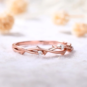 Ensemble de bagues de mariage en or rose Nouveau design de luxe Bagues de bijouterie fine en or massif avec bague en diamants véritables - Product Image 2