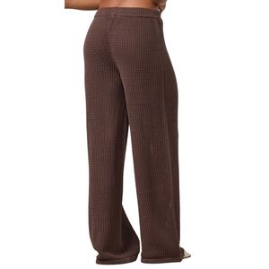 Pantalon de plage en maille ouverte pour femme, marron chocolat, coupe large, avec cordon de serrage, léger, idéal pour les vacances - Product Image 2