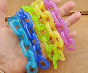 Cadena de eslabones de resina para decoración de pared, cadena de pared transparente con hebilla, cadena cubana de plástico acrílico para decoración de pared, joyería DIY - Product Image 2