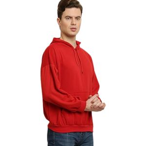 Sweat à capuche surdimensionné pour homme de haute qualité 100% coton haute densité imprimé poche avant poche motif solide pour l'hiver - Product Image 4