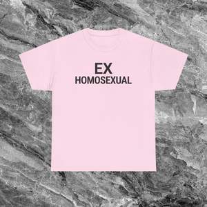 Camiseta Ex-Homosexual de Manga Corta, Unisex, Cuello Redondo, Impresión Serigráfica, Ropa Promocional para Adultos - Product Image 1