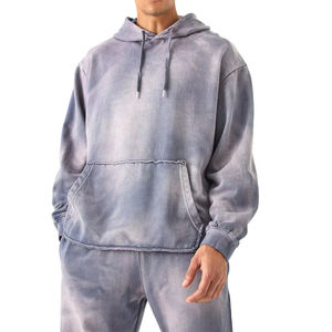 Custom Logo Winter Streetwear Flare Sweatpants and Zip-Up Hoodie Two-Piece Set Unisex <b>Rhinestone</b> Vintage Acid Wash Men - Product Image 3