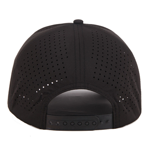 Casquette de baseball sportive VN OEM 5 panneaux personnalisée Patch en caoutchouc PVC Trous découpés au laser en polyester Matériau imperméable Chapeau arrière en plastique - Product Image 5