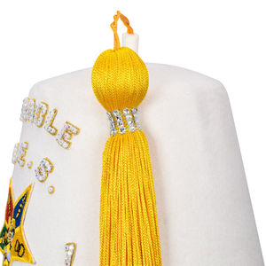 OES Chapeau Fès de haute qualité en laine blanche pure personnalisée avec broderie à pompon jaune franc-maçon Chapeau maçonnique Meilleure vente Sports de plage en plein air - Product Image 3