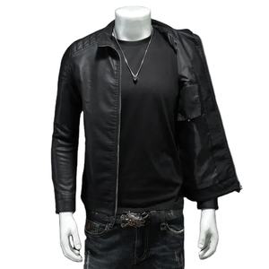 Vestes en cuir pour moto Homme Mode décontractée Veste de moto Coupe ajustée Revers Vestes en PU Automne Anti-vent - Product Image 3