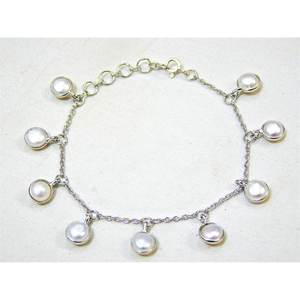 925 Sterling <b>Silver</b> Natural Shape <b>Pearl</b> <b>Bracelet</b> Handmade Vintage Bezel Jewelry with Genuine <b>Pearl</b> Unique Bangles - Product Image 4