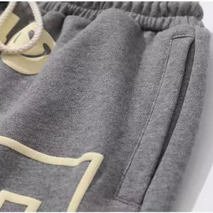 <b>Mens</b> Heavyweight 100% Cotton Puff Printed Sweat <b>Shorts</b> High Quality Casual Streetwear <b>Elastic</b> <b>Waist</b> Closure Solid Pants - Product Image 4