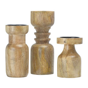 Juego de 3 candelabros de Madera hechos a mano para decoración del hogar, luz de té de Navidad, otras necesidades de iluminación de velas - Product Image 3