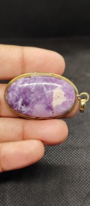 Colgante de Piedra Preciosa de Lepidolita Azul Natural de Alta Calidad en Latón, Joyería de Piedra Curativa Hecha a Mano - Product Image 5