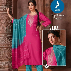 Moderno y elegante rayón Organza impreso Kurti conjunto ligero desgaste de fiesta traje étnico con parte inferior a juego Dupatta a granel al por mayor - Product Image 1