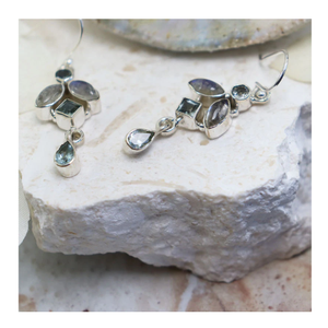 Pendientes de gota de piedras preciosas de corte múltiple con bisel de Plata de Ley 925, joyería de regalo de fiesta para mujer a la moda - Product Image 4